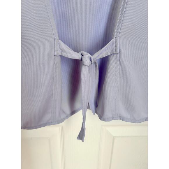 Vintage Women's Violet Short Sleeve Button Down Blouse Size Medium with Tie Back - Picture 5 of 5